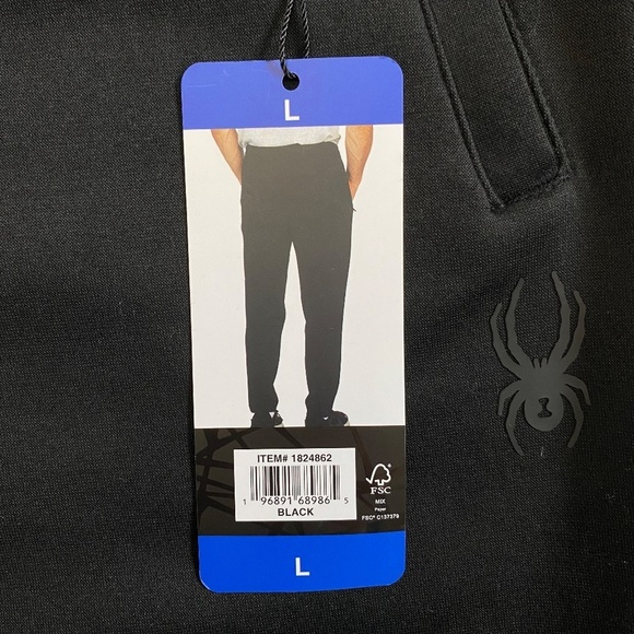 Spyder Men’s Joggers/Pants, Open Hems, Zippered Pockets, Large, Black N… - Picture 3 of 11